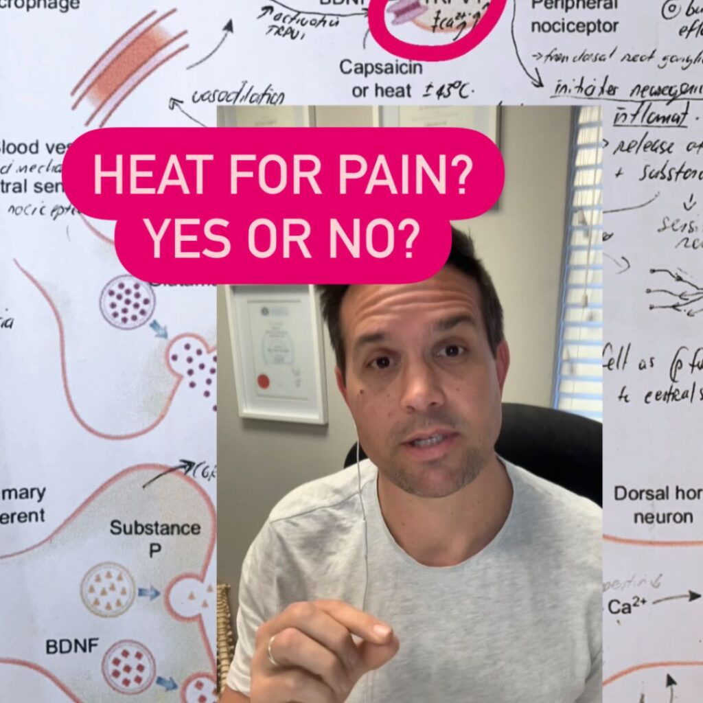 Chiropractor explaining acute pain management and the effects of heat on injuries.